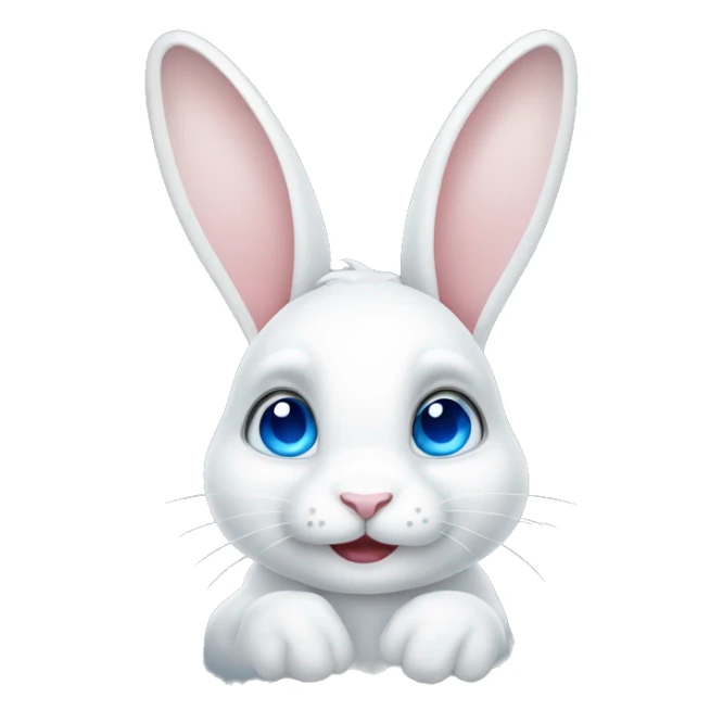 Cute white rabbit with hanging ears and blue eyes sticker