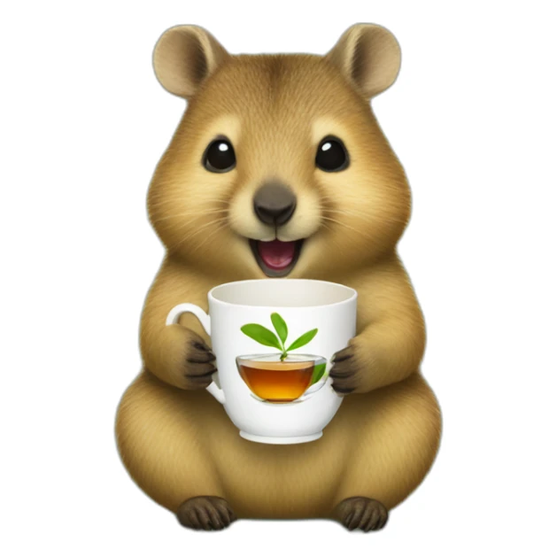 quokka drinks tea sticker