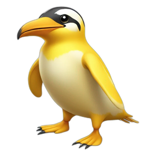yellow penguin with a large beak that knows how to fly, that is happy and has many feathers sticker