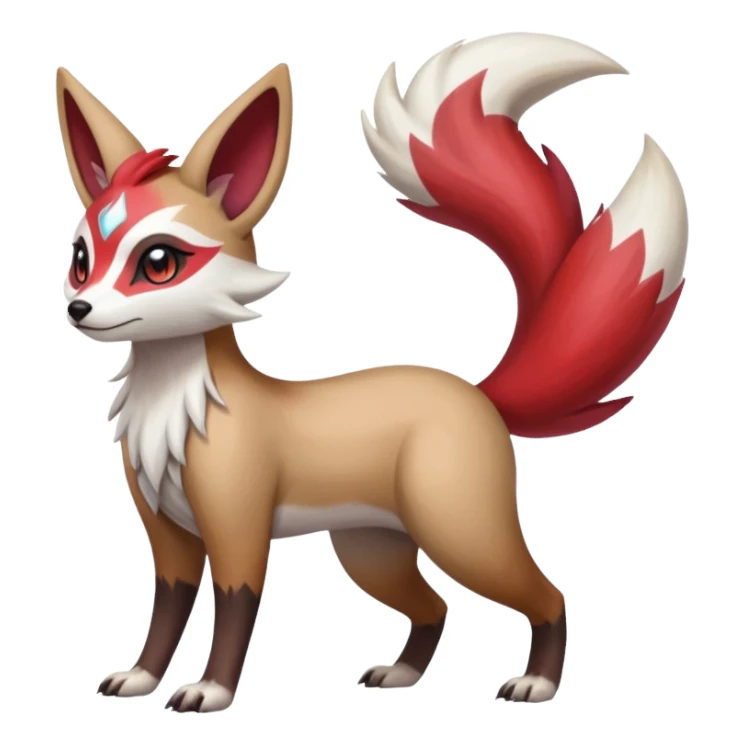 Hyper-realistic Colorful Skilled Adept Graceful Asian Painted Meloetta-Furret-Lycanroc-Zangoose-fusion-hybrid-creature (full body) sticker