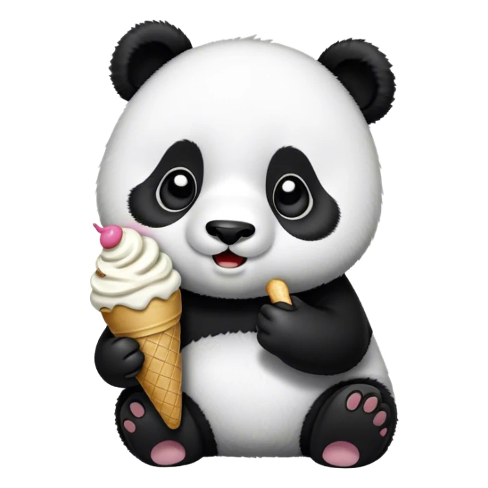 Panda eating ice cream sticker