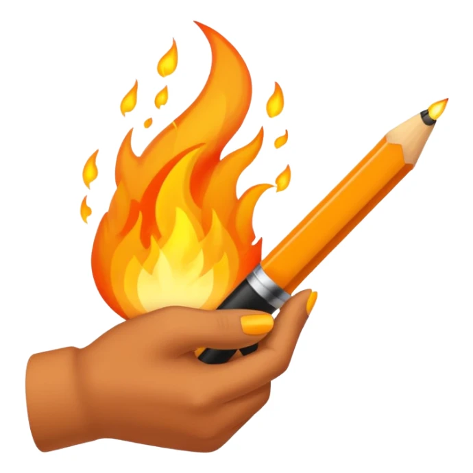 fire coming out of pen while writing sticker
