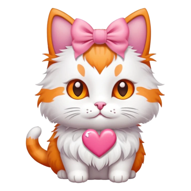 A cute cat with a pink bow and heart  sticker