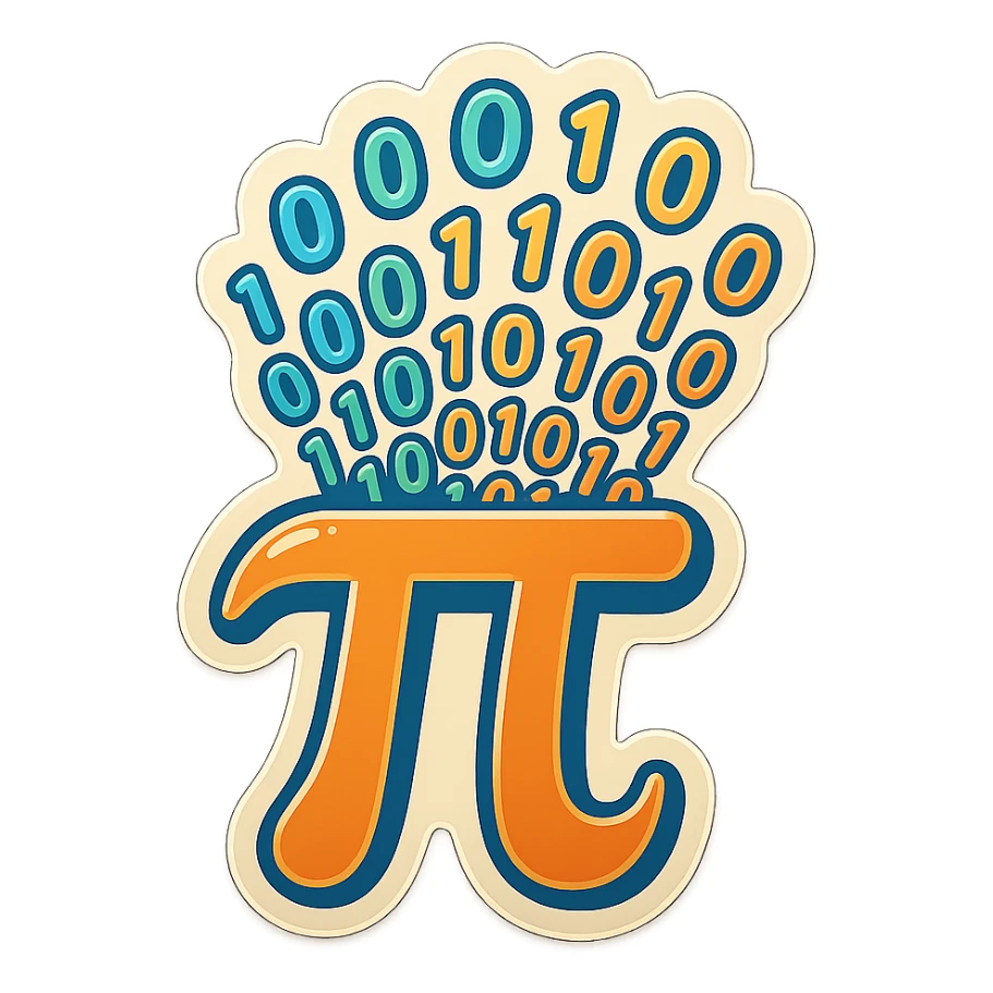  combine the π (pi) math symbol, binary code emerging from it. sticker