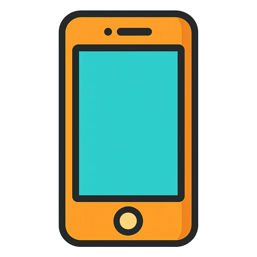 iPhone, lineal color outlined icon style, black outlines, simple and modern, no text sticker