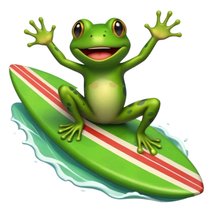 Une grenouille qui surf sur un bateau  sticker