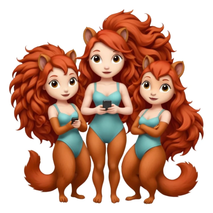 I would like a red feminine squirrel pack, bonus points if you can incorporate long curly red hair, humanoid, more sexy looking than cute sticker