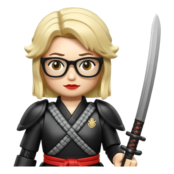 lego Samurai with glasses, Warrior in samurai armor, female, with katana sticker