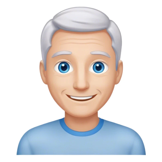 Smiling gray man blue eyes Without mustache sticker