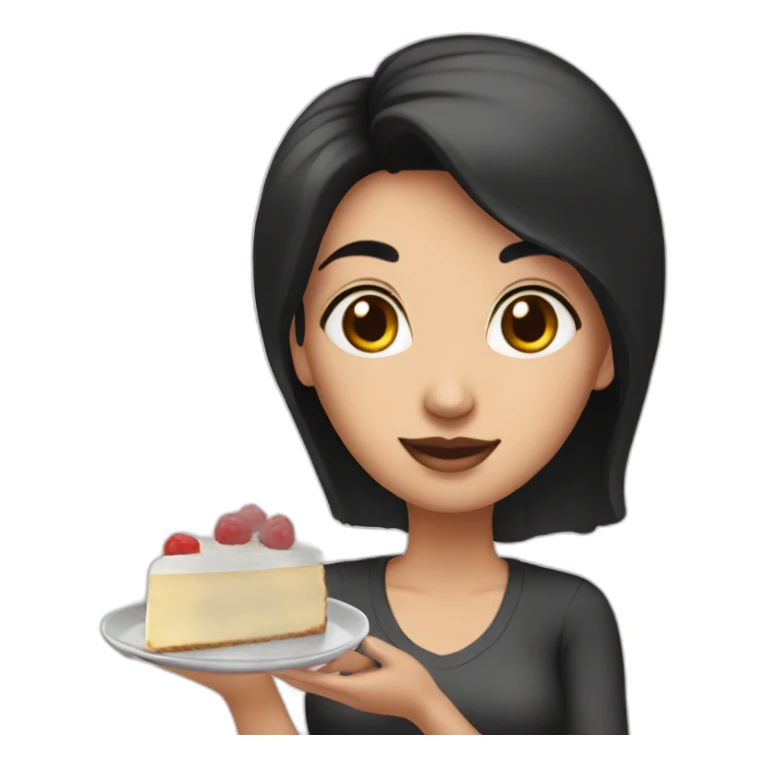 Woman with black hair and White skin Preparing cheescake sticker