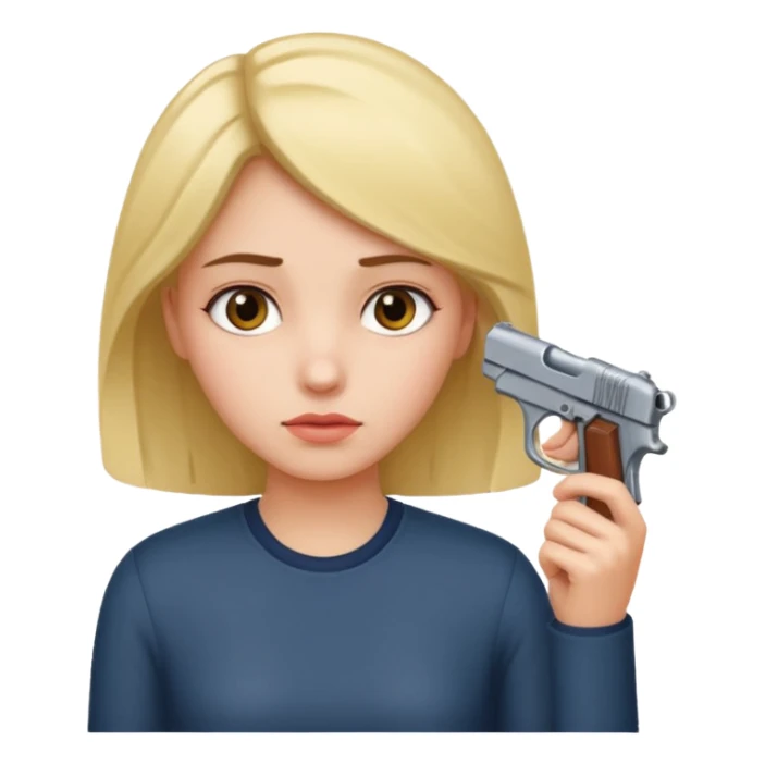 Girl holding a gun hand to head not real gun sticker