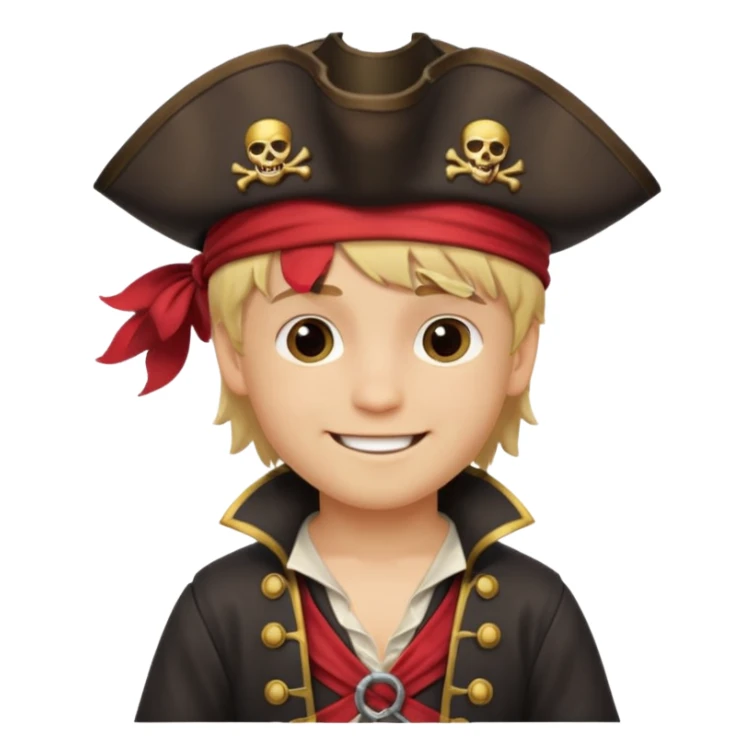 boy with blond hair that is dressed as a pirate sticker