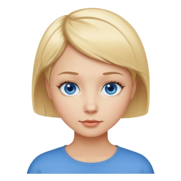 Mujer pelo rubio y muy corto ojos azules cara redonda sticker
