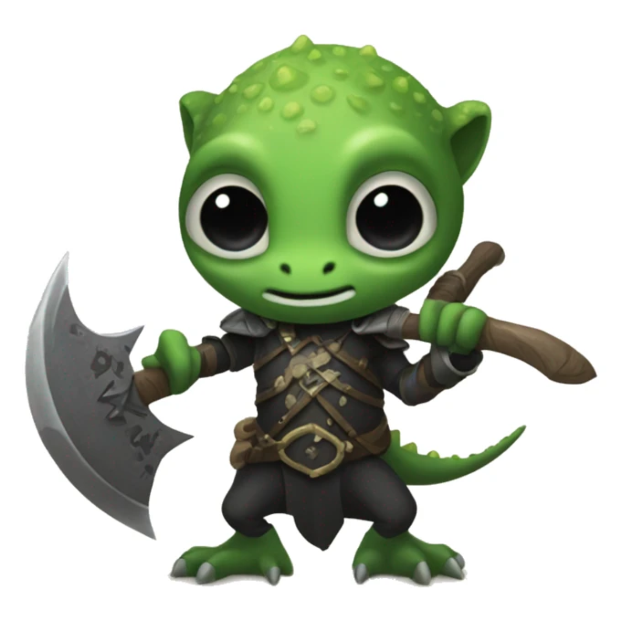 a gecko as an death knight with an twohanded axe sticker