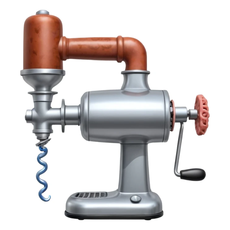 a robot that has a meat grinder for a head. 2 arms that stuff meat into the meat grinder and sausage links come out of the rear. The robot hovers sticker