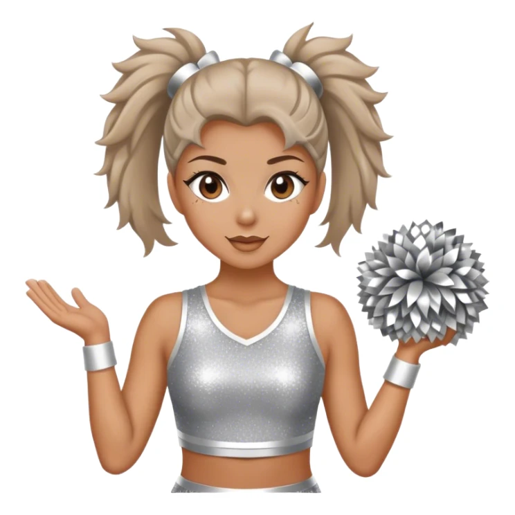 Cheerleader with Pom Pom’s wearing all silver and glitter sticker