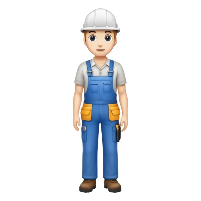 white skin Worker full height whole body sticker