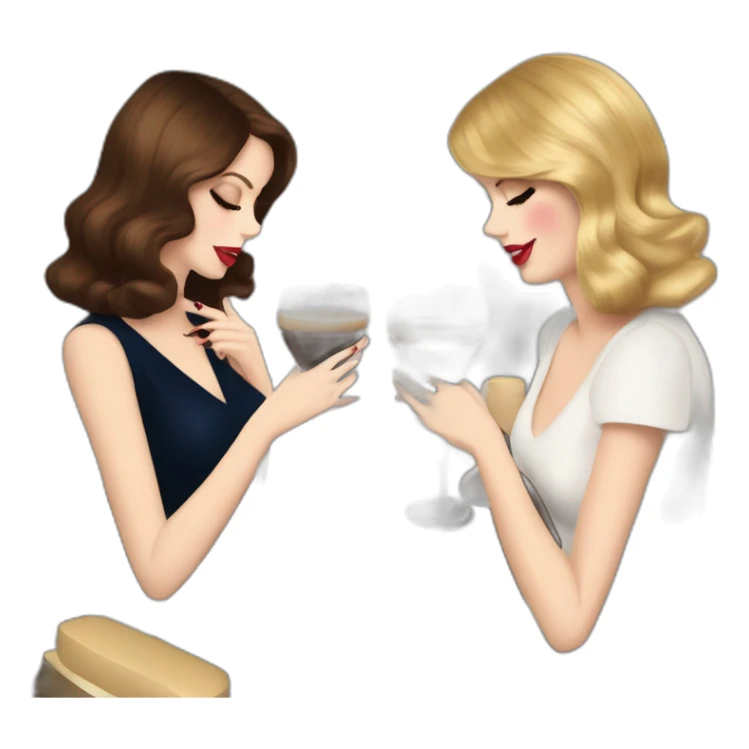 Lana del Rey & Taylor swift drinking espresso martini coco sticker