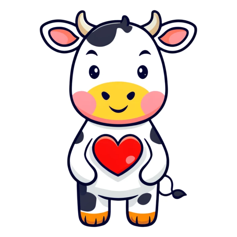 Heart with cow spots and little cow horns sticker