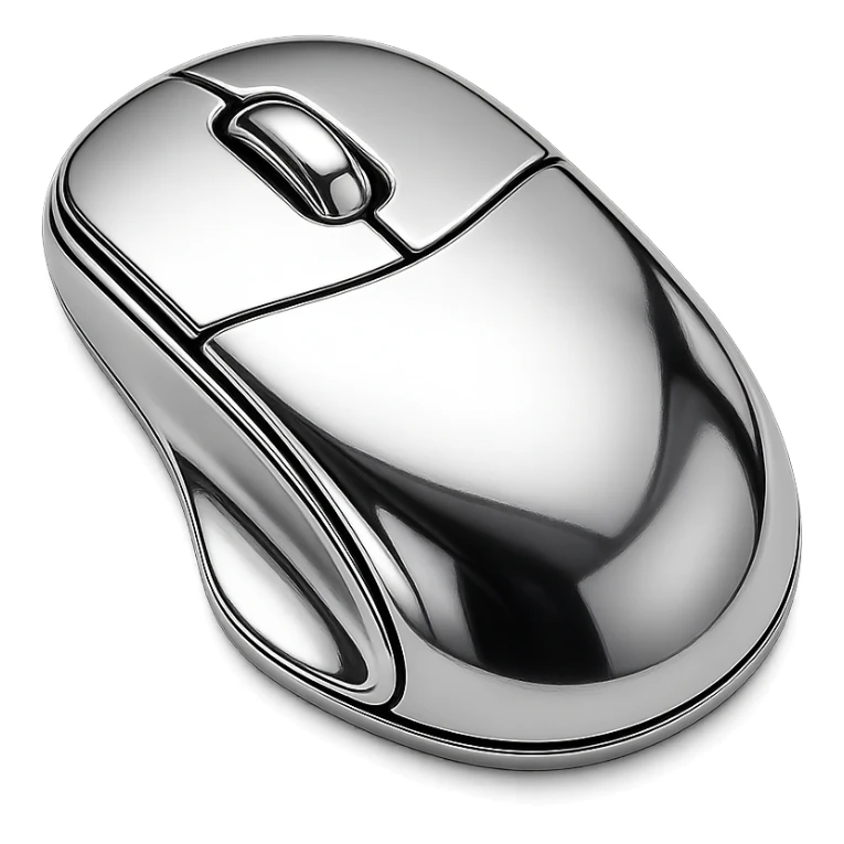 Minimal flat icon of an ergonomic computer mouse, highly modern and technologic design sticker