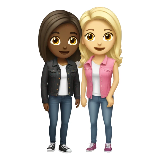 brunette and blonde lesbian cute couple sticker