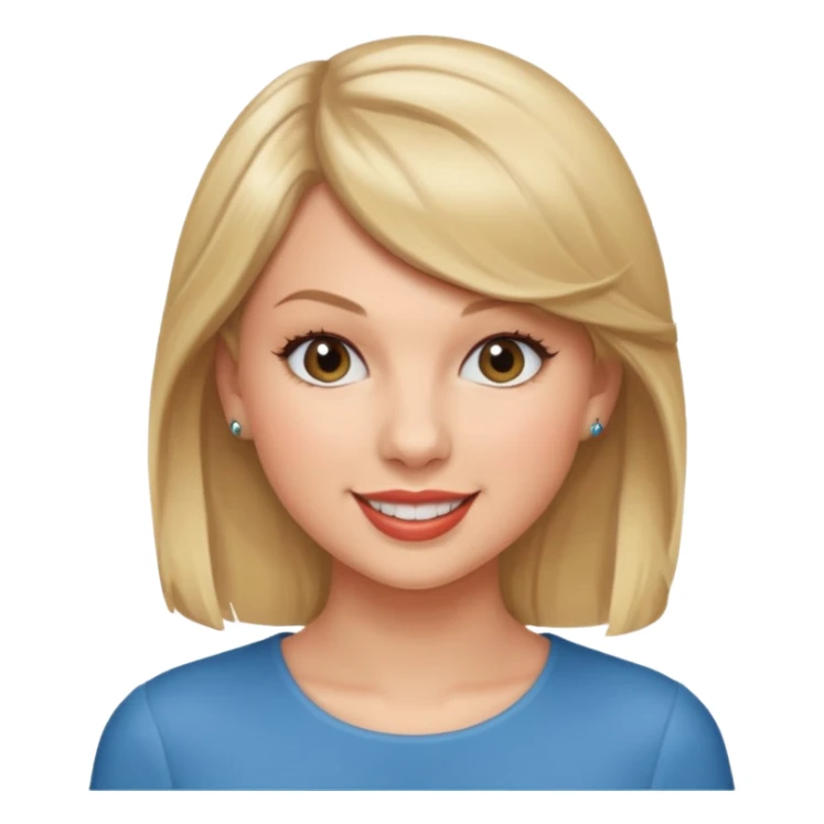 taylor swift face emoji like, smiling, just the head, round sticker