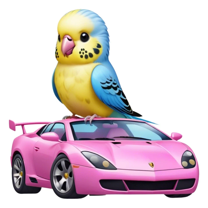 budgie on pink lamborghini pink sticker