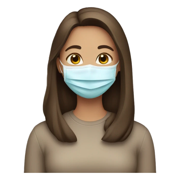 Girl with brown hair with a face mask on sticker