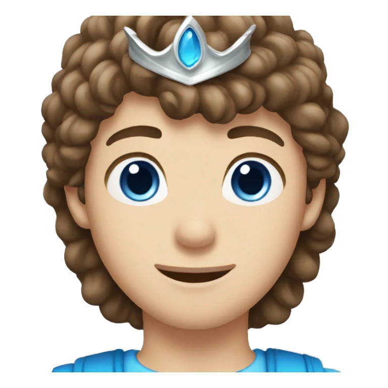 Brown hair boy with blue eyes and silver crown sticker