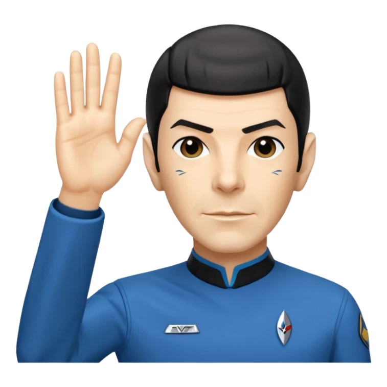 Spock making the Vulcan salute in Starfleet blue uniform (Star Trek) sticker