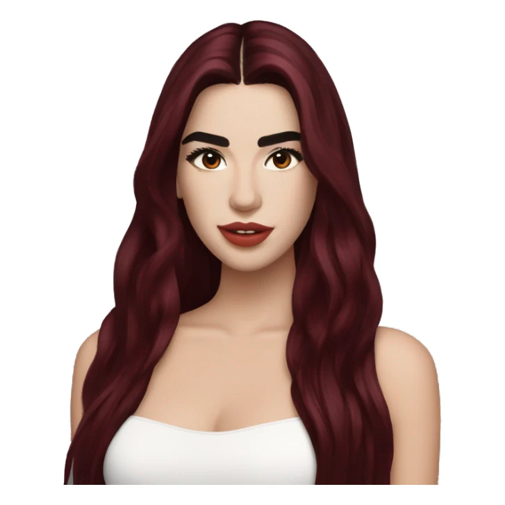 Dua Lipa with dark red long hair sticker