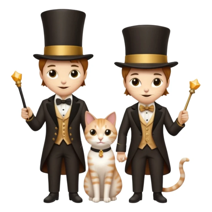 magician couple and their pet cat sticker