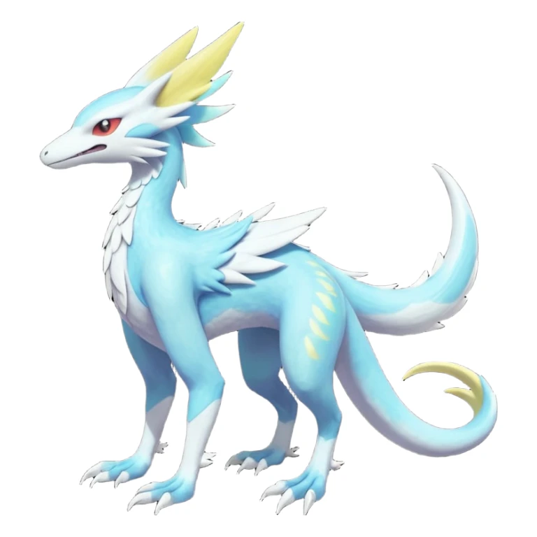 Colorful scaly flurry iridescent shiny bioluminescent translucent luminescent neon pastel bright pale Latias-Sergal-Vernid-Lombax-Renamon-Zeraora-Bastet-Fakémon-hybrid-fusion-creature, full body sticker