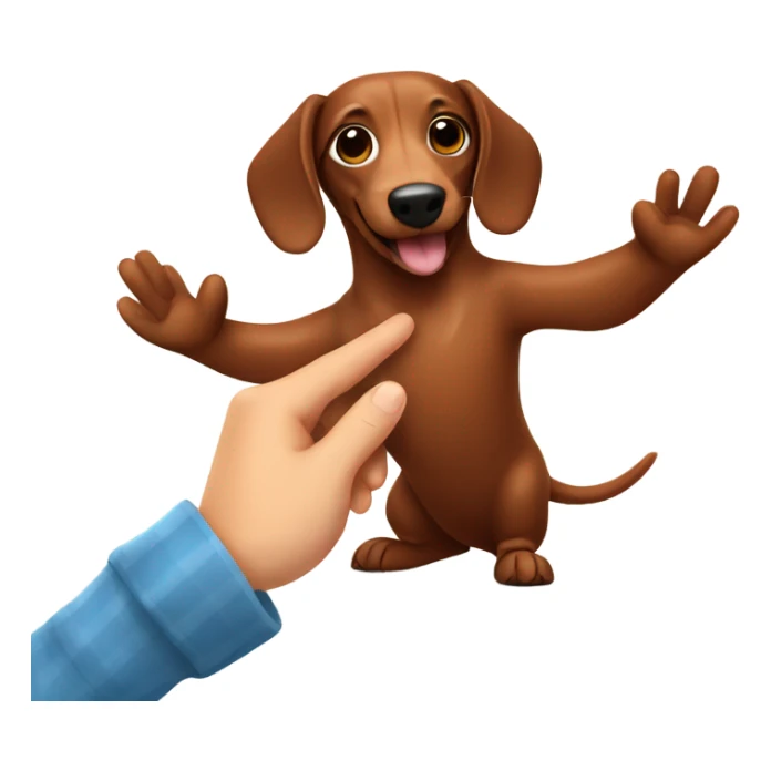 Brown sausage dog giving a high five sticker