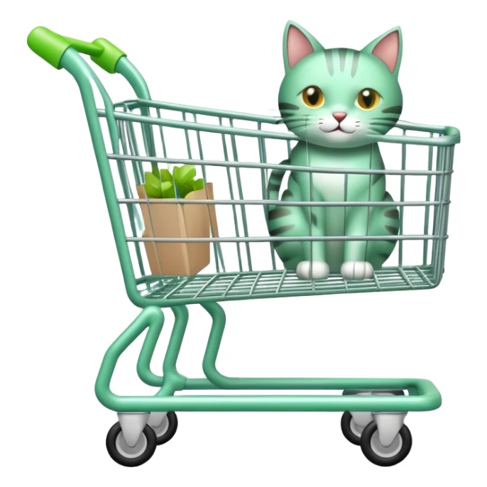 light green shopping cart  in cat sticker