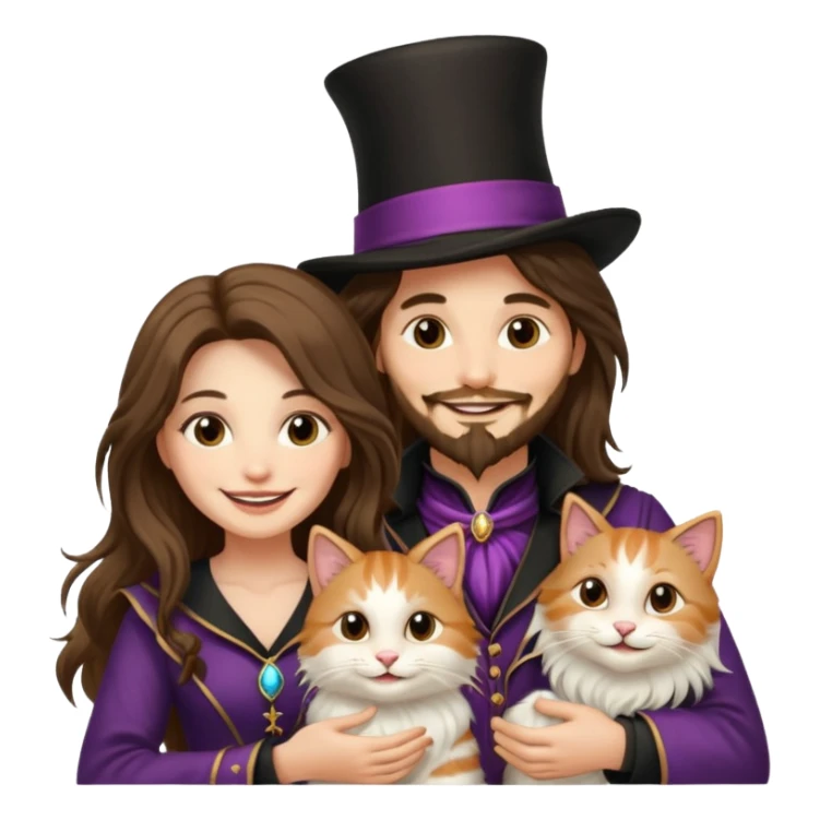 LonfGmagician couple and their pet cat sticker