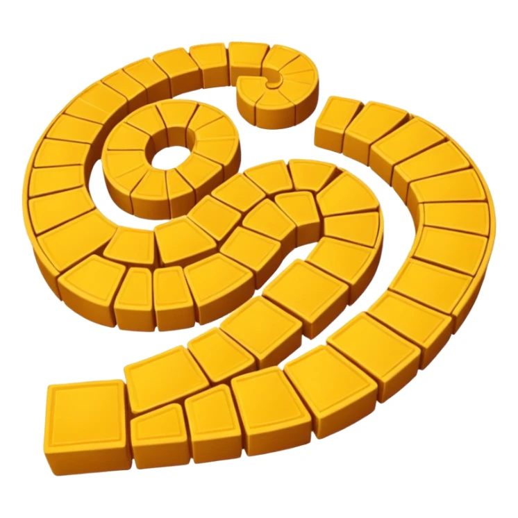 Create a cozy 3D cartoon board game path in warm autumn style. The path consists of 20 golden tiles in a winding S-shaped layout.  sticker
