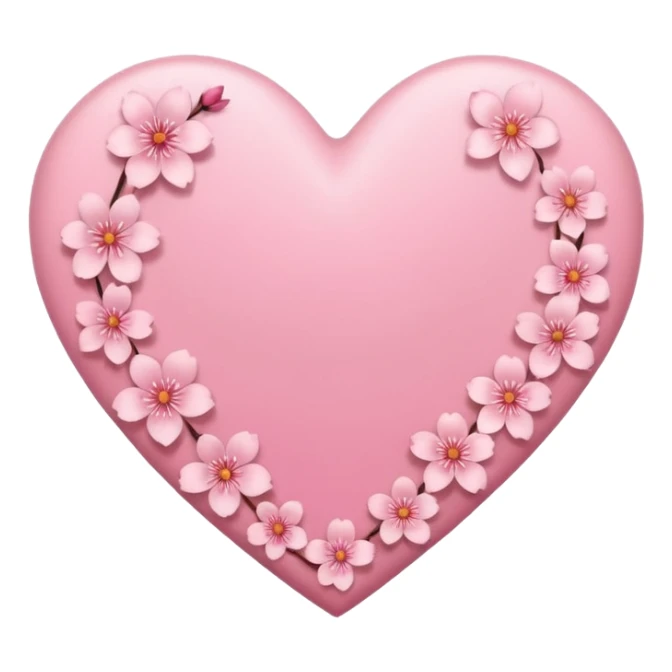 pink heart emoji with subtle sakura petal texture sticker