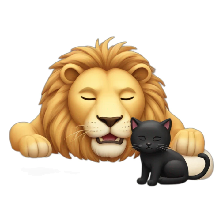 Big Lion and small black cat both closed eyes sleeping z z z sticker