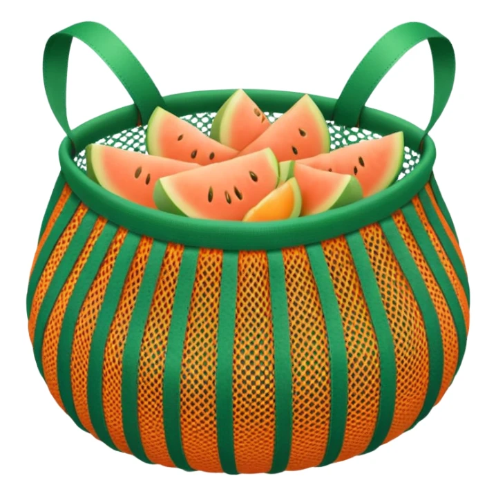 net bag,  mesh storage bag, tote bag, stored with melon it has two knited handles as bag itself sticker