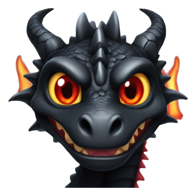 black dragon with red eyes breathes fire sticker