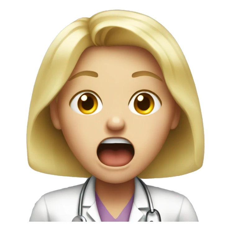 angry blonde girl screams at doctor sticker