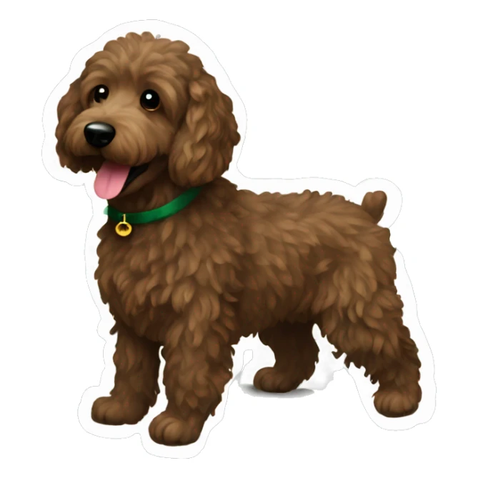 Black miniature golden doodle and dark brown golden doodle Christmas  sticker