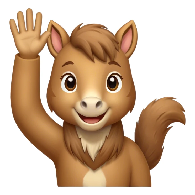a cute cartoon brumby waving and saying hi sticker