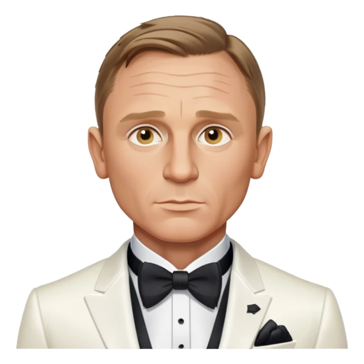 Daniel Craig as James Bond with white tuxedo sticker