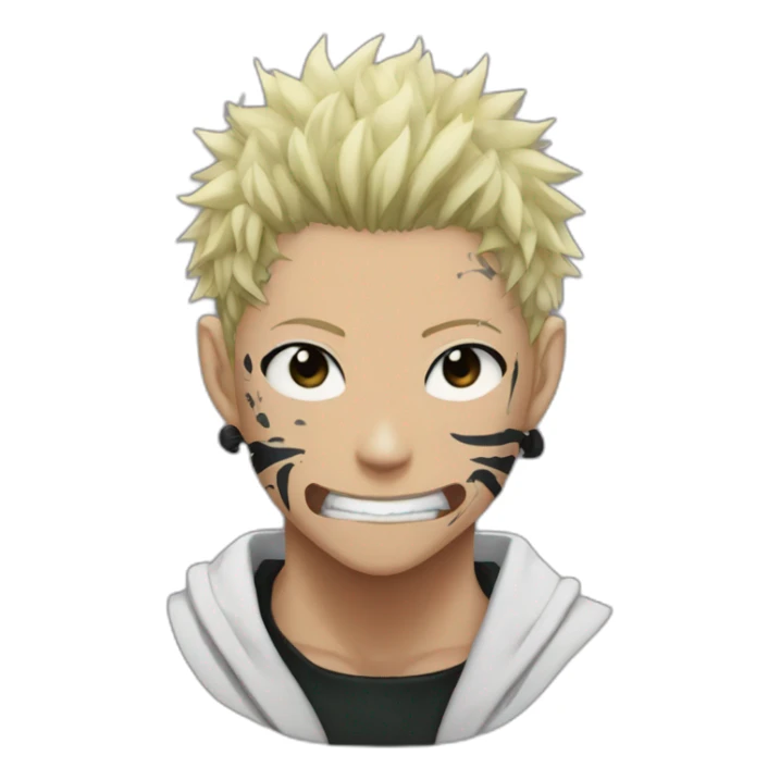sukuna jujutsu kaisen with face tattoo  sticker