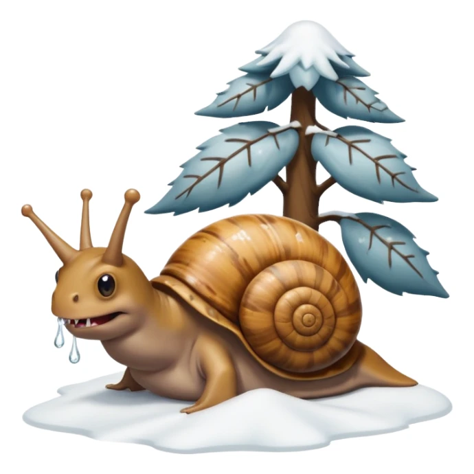 a snail beating a gangster shark in a snow with tree sticker