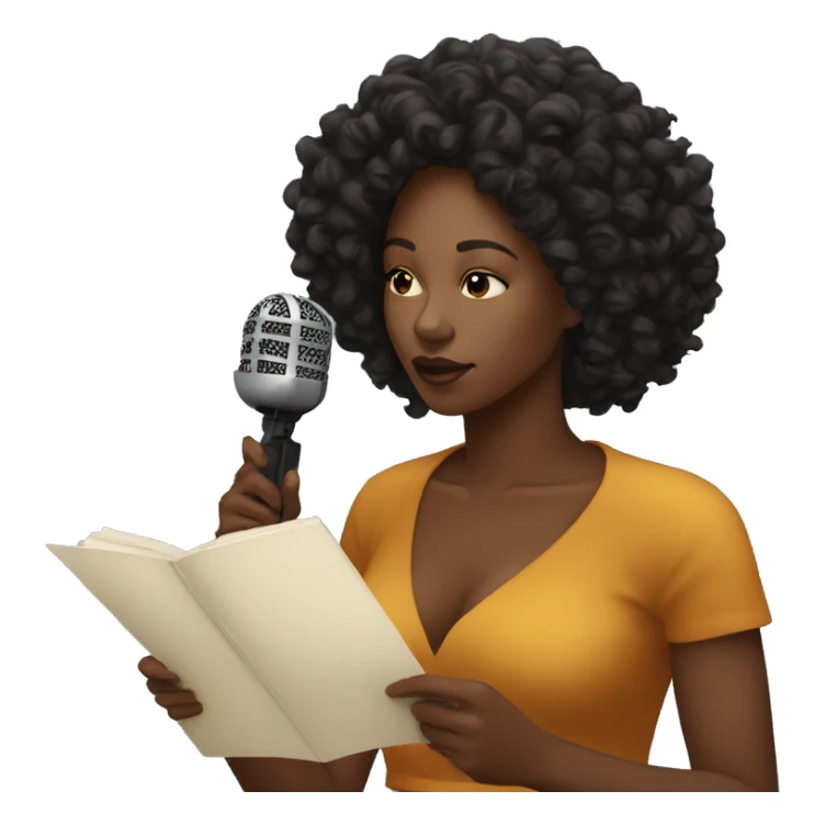 Beautiful Black woman doing poetry with mic sticker