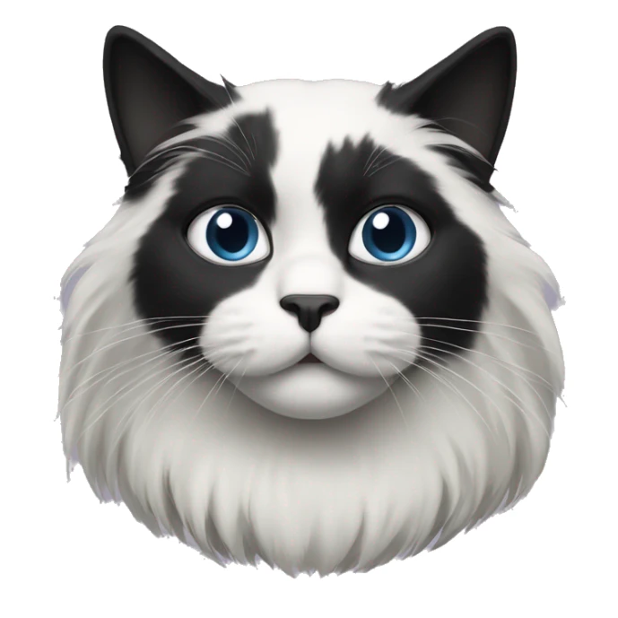 half Black and half white long hair cat with black muzzle sticker