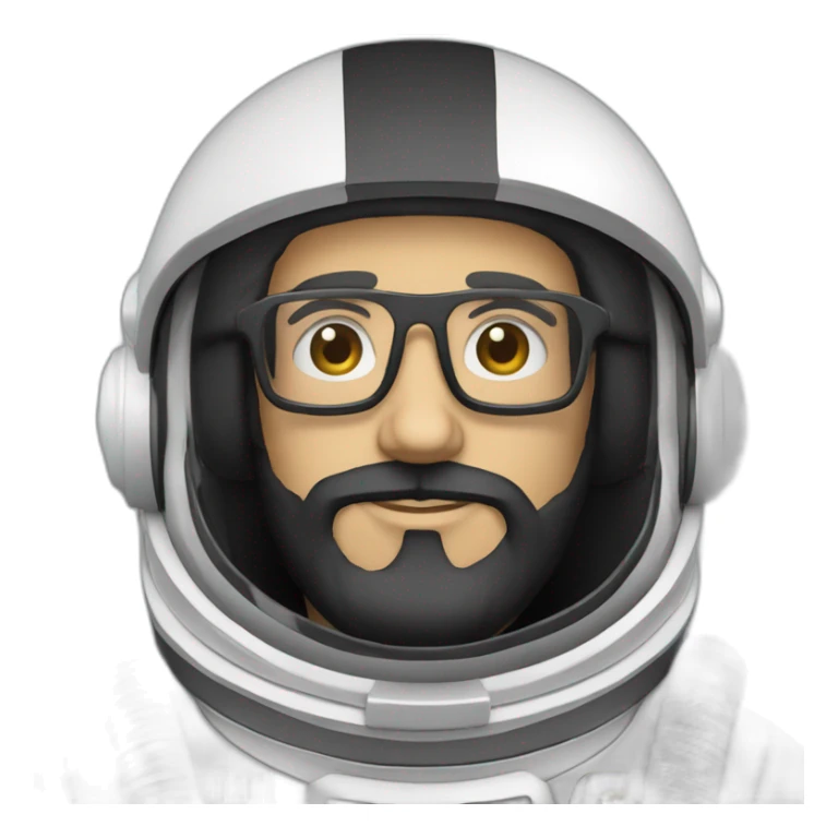 posing caucasian astronaut with black beard and white glasses sticker
